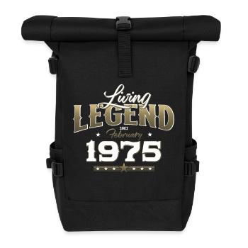 50th Birthday Gift Husband Original February 1975 - Roll Top Backpack - black - Front