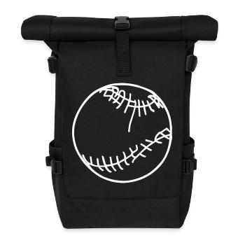 Baseball Ball Skizze - Rolltop Rucksack - Schwarz - Vorne