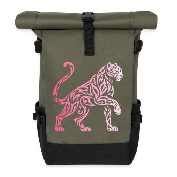 Gradient Tribal Panther - Rolltop Rucksack - Olive/Schwarz - Vorne