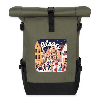Elsassisches Festtanzdorf - Rolltop Rucksack - Olive/Schwarz - Vorne