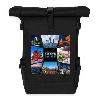 Tokio Japan Asien Collage Skyline Stadt Metropole - Rolltop Rucksack - Schwarz - Vorne