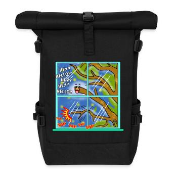 Lustige Kawaii Niedliche Baum Ast Klopfen Klassische Kunst - Rolltop Rucksack - Schwarz - Vorne