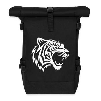 Tigre tribal blanc - Sac à dos roll top - noir - Devant