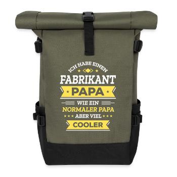 FABRIKANT PAPA: GEBURTSTAG WEIHNACHTEN VATERTAG - Rolltop Rucksack - Olive/Schwarz - Vorne