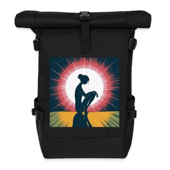 Pensive silhouette in the moonlight - Roll Top Backpack - black - Front
