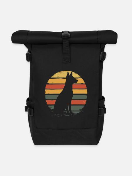 Belgian Malinois Vintage Silhouette - Rolltop Rucksack - Schwarz