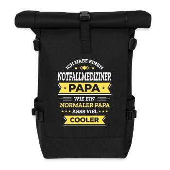 NOTFALLMEDIZINER PAPA - COOLER ALS NORMAL - Rolltop Rucksack - Schwarz - Vorne