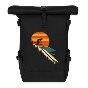 Downhill Mountain Biking Downhill Vintage - Roll Top Backpack - black - Front