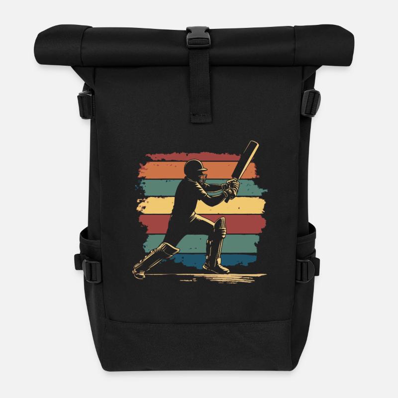 Cricket Spieler Vintage - Rolltop Rucksack - Schwarz