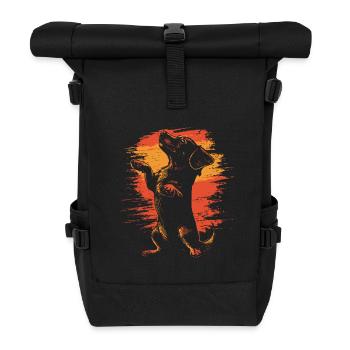 Dachshund Vintage Silhouette - Roll Top Backpack - black - Front