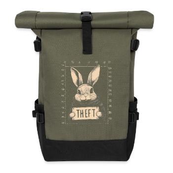 Hase Eierdieb Osterhase Mugshot Polizeifoto Ostern - Rolltop Rucksack - Olive/Schwarz - Vorne