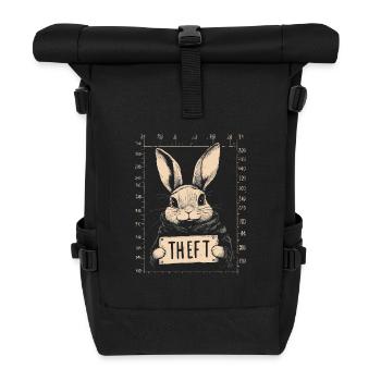 Bunny Egg Thief Easter Bunny Mugshot Police Photo Easter - Roll Top Backpack - black - Front