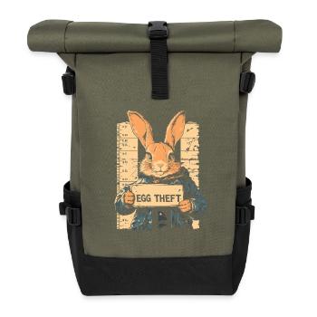 Hase Eierdieb Osterhase Mugshot Polizeifoto Ostern - Rolltop Rucksack - Olive/Schwarz - Vorne