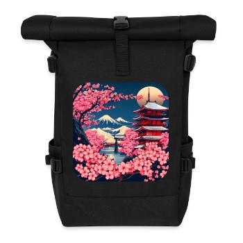 Japan World Tour Temples Culture - Roll Top Backpack - black - Front