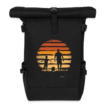 Vater und Sohn Fußball vintage - Rolltop Rucksack - Schwarz - Vorne