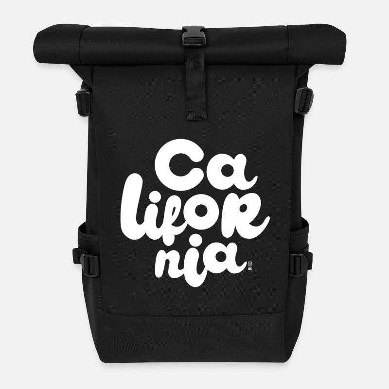 California - Blanc - Sac à dos roll top - noir