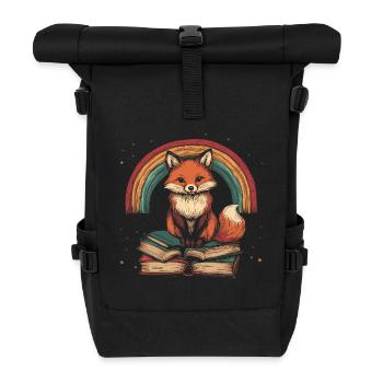 Süßer Fuchs mit Bücher - Rolltop Rucksack - Schwarz - Vorne