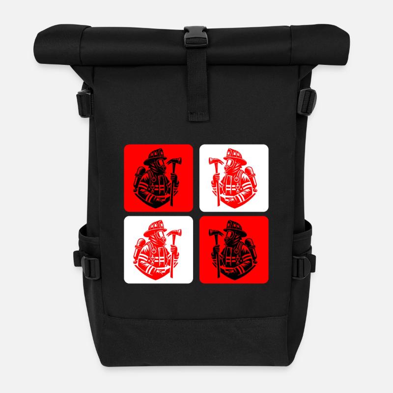 Feuerwehr – Mut im Einsatz - Rolltop Rucksack - Schwarz