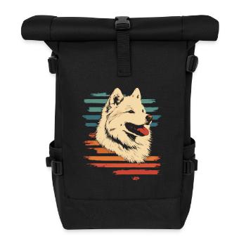 Samoyed Vintage Portrait - Roll Top Backpack - black - Front