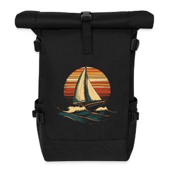 Segelboot Vintage - Rolltop Rucksack - Schwarz - Vorne