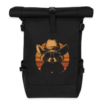 Raccoon with sunglasses and cowboy hat - Roll Top Backpack - black - Front