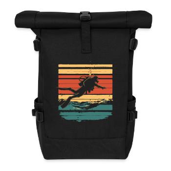 Scuba Diving Diving Diver Vintage - Roll Top Backpack - black - Front