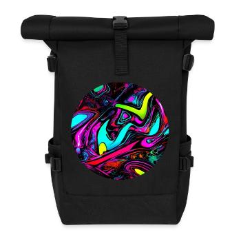 Neon Abstrakt Style Trend Glow Party - Rolltop Rucksack - Schwarz - Vorne