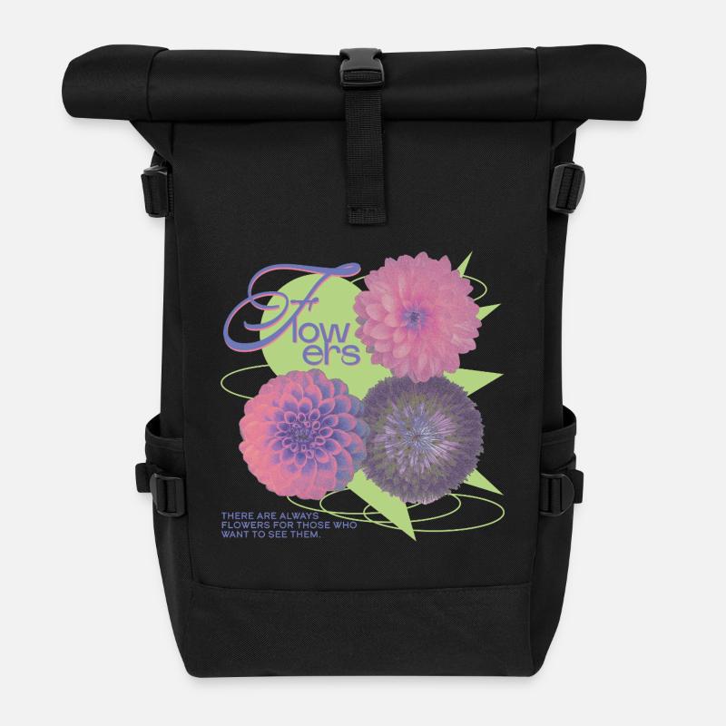 Floral Vision Statement - Rolltop Rucksack - Schwarz