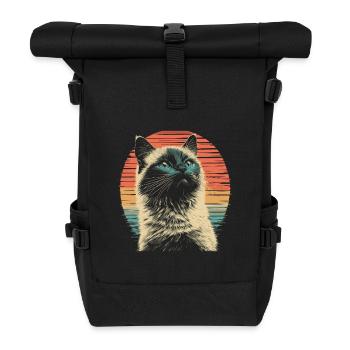 Chat de Birmanie Vintage - Sac à dos roll top - noir - Devant