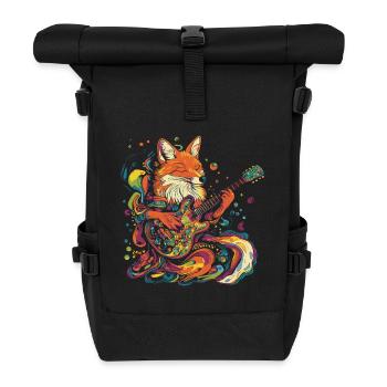 Fuchs spielt Gitarre 70er Jahre Psychadelisch - Rolltop Rucksack - Schwarz - Vorne