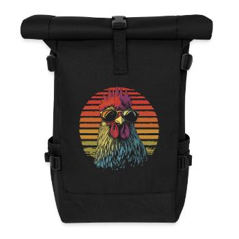 Chicken with sunglasses vintage - Roll Top Backpack - black - Front