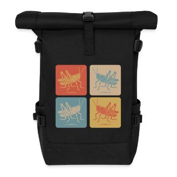Minimalist grasshopper – nature art - Roll Top Backpack - black - Front