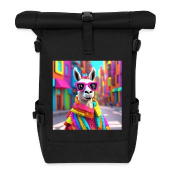 lama, alpaga, lama marrant - Sac à dos roll top - noir - Devant