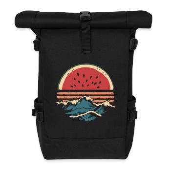 Watermelon Sea Beach Summer - Roll Top Backpack - black - Front