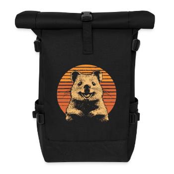 Quokka vintage rieur - Sac à dos roll top - noir - Devant