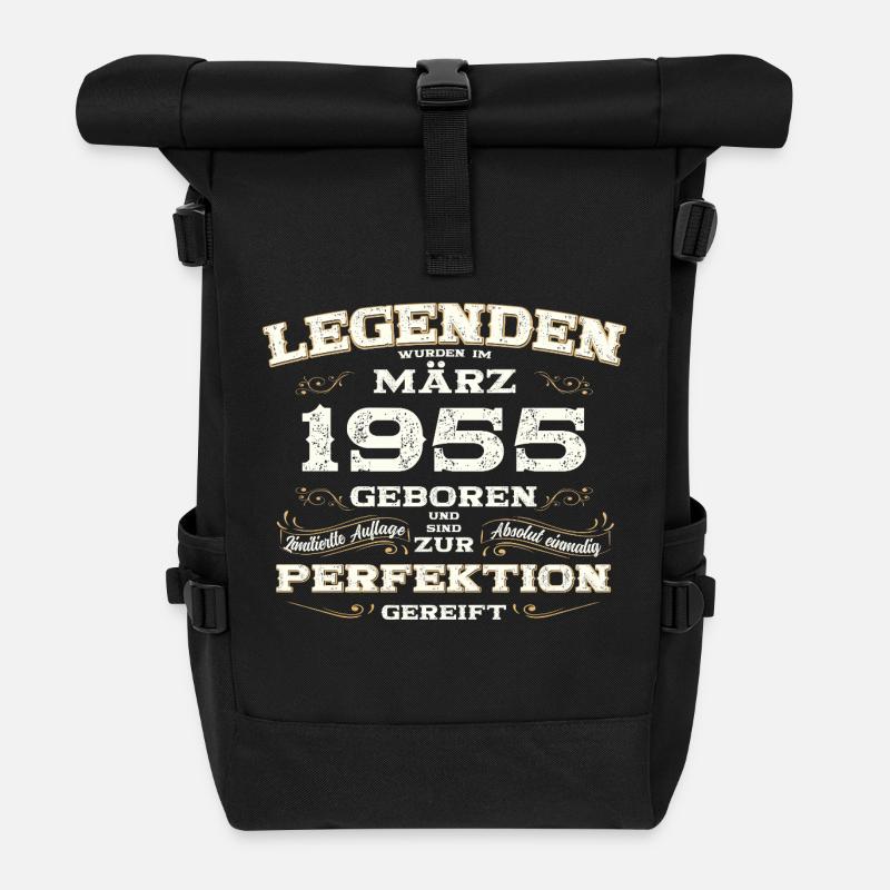 70. Geburtstag Geschenk Mann Original März 1955 - Rolltop Rucksack - Schwarz