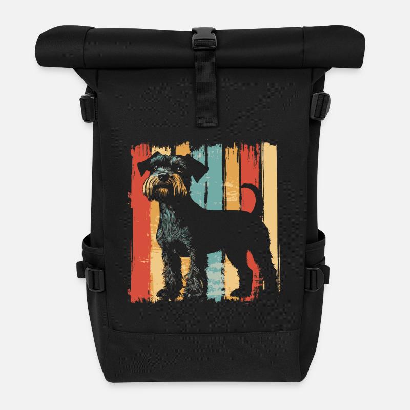 Schnauzer Hund Vintage - Rolltop Rucksack - Schwarz