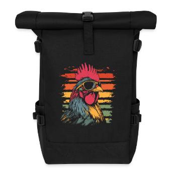 Hahn mit Sonnenbrille vintage - Rolltop Rucksack - Schwarz - Vorne