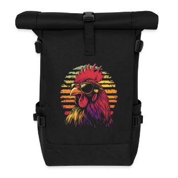 Coq avec lunettes de soleil vintage - Sac à dos roll top - noir - Devant