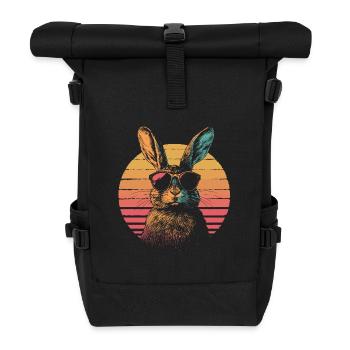 Lapin avec des lunettes de soleil vintage - Sac à dos roll top - noir - Devant