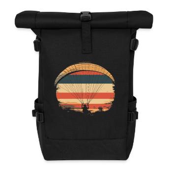 Parapente vintage coucher de soleil - Sac à dos roll top - noir - Devant