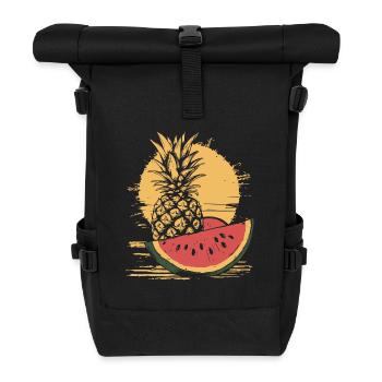 Ananas et pastèque - Sac à dos roll top - noir - Devant