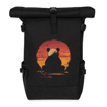 Panda vintage coucher de soleil - Sac à dos roll top - noir - Devant