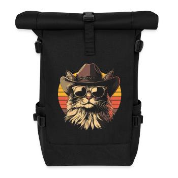 Chat Maine Coon avec lunettes de soleil - Sac à dos roll top - noir - Devant