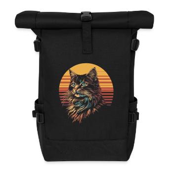 Norwegische Waldkatze Vintage - Rolltop Rucksack - Schwarz - Vorne