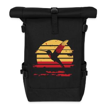 Hummingbird Silhouette Vintage Sunset - Roll Top Backpack - black - Front