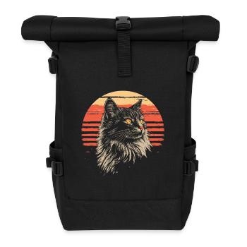 Norwegische Waldkatze Vintage - Rolltop Rucksack - Schwarz - Vorne