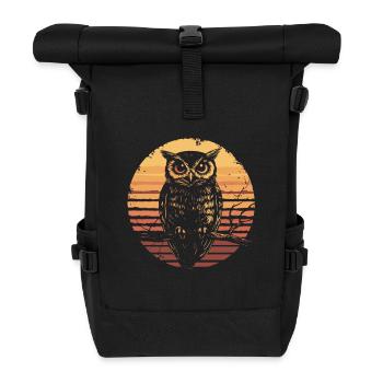 Owl Vintage Sunset - Roll Top Backpack - black - Front