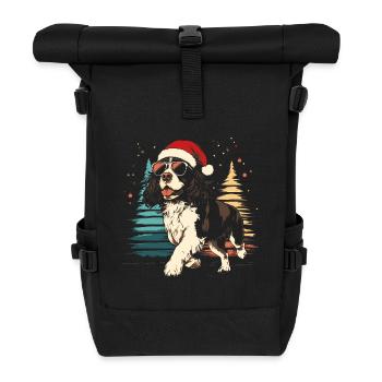 Épagneul springer anglais avec chapeau de Père Noël - Sac à dos roll top - noir - Devant