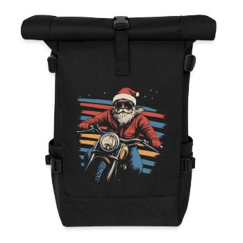 Cool Santa Claus rides a motorcycle - Roll Top Backpack - black - Front